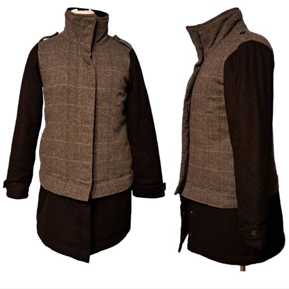 Prana Women’s Caprise Convertible Zip Insulated Herringbone Jacket Small Gravel - Picture 1 of 14
